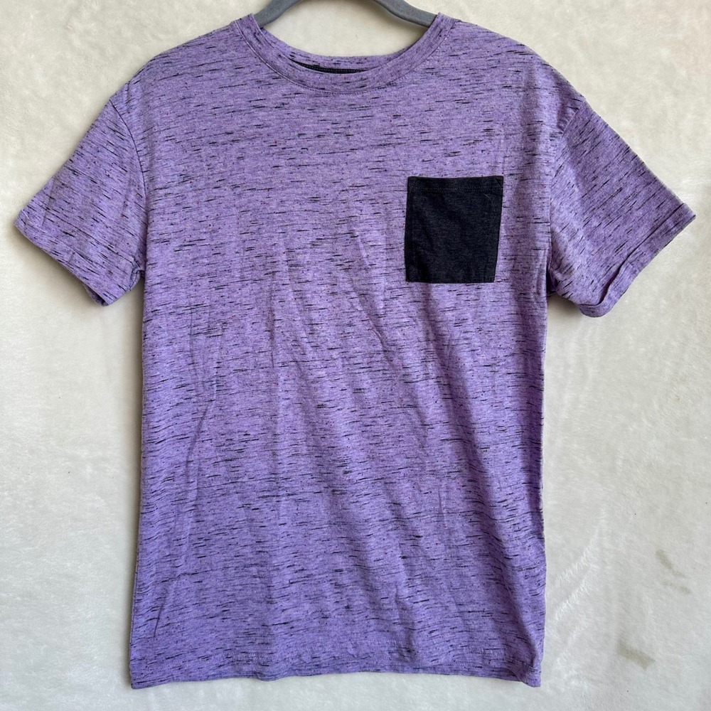 Cat & Jack Purple Space Dye Pocket T Shirt Boys XL 16 Contrast Grey Pocket Tee